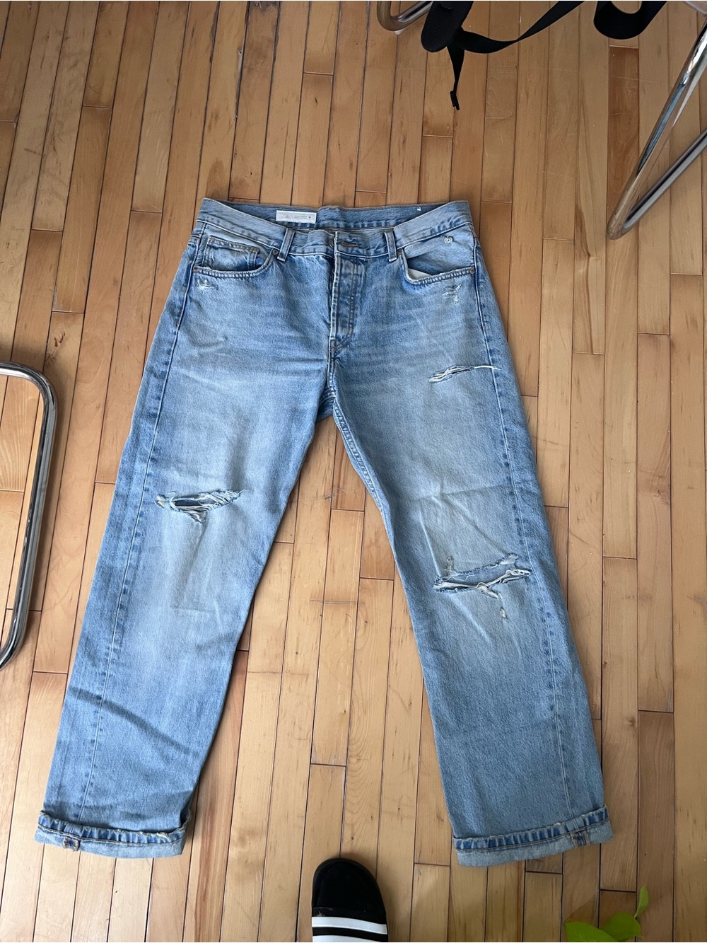 Zara Light Blue Distressed Relaxed Women's Jeans